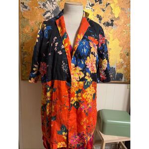 Colorful Buykud Floral Ramie Kimono Topper XL